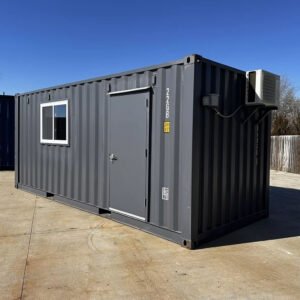 20 ft 20’ slate gray shiplap 120v shipping container office minisplit